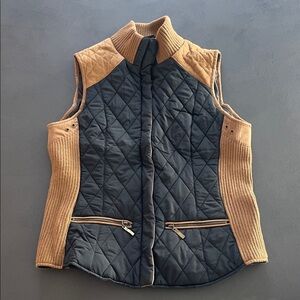 Elegant Black and Tan Women's Quilted Vest